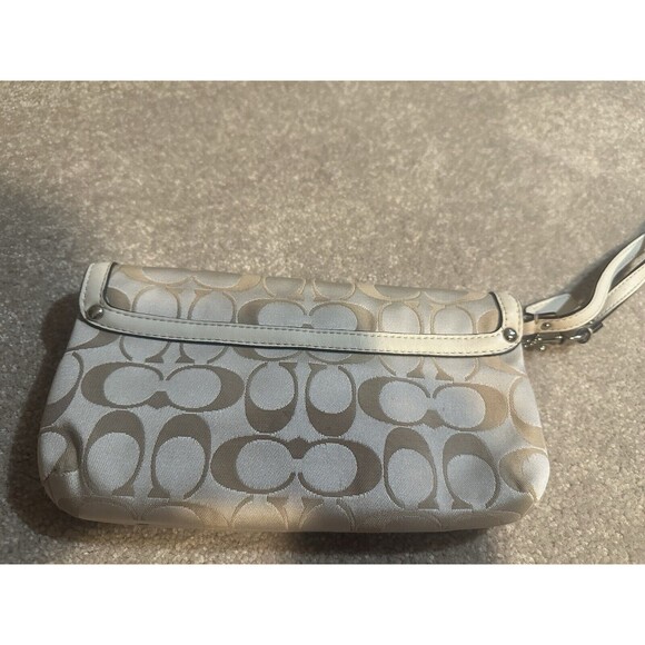Coach Kristin Signature Wristlet Beige Canvas White Leather, Small Purse Bag - Picture 14 of 14